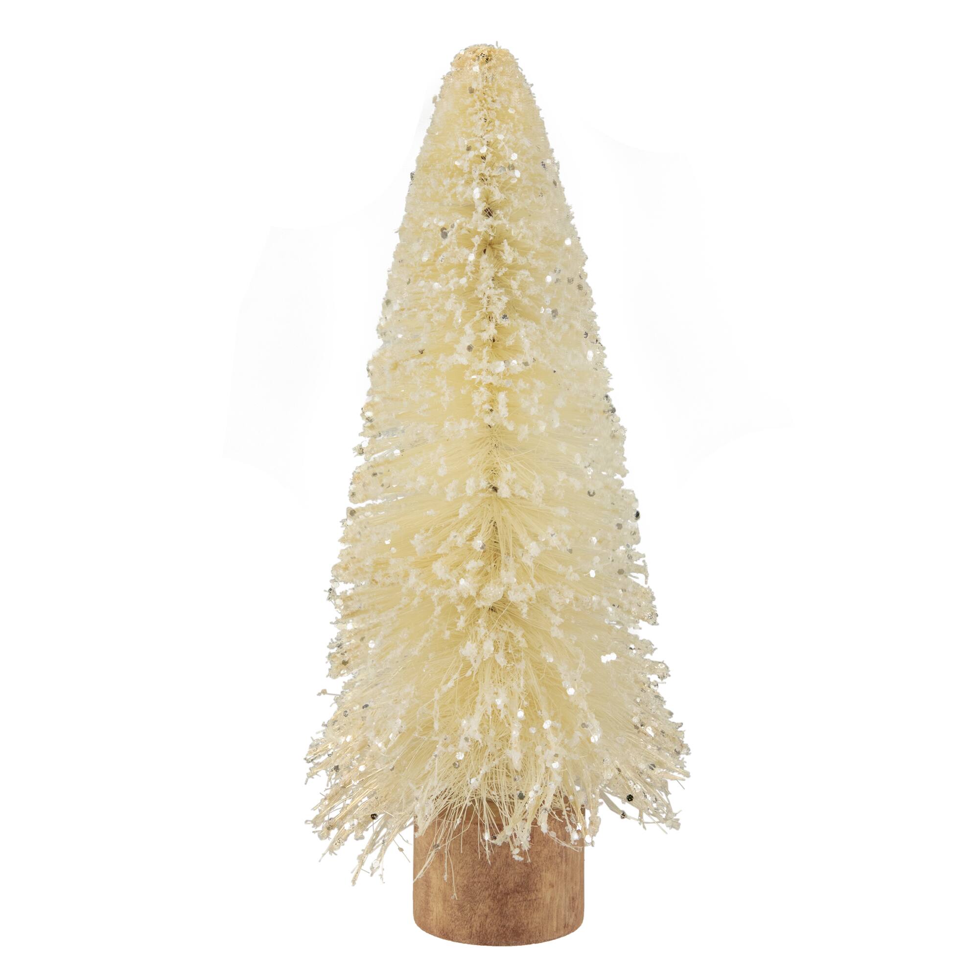 8.75" Glittered Sisal with Wooden Base Decoration Christmas Tree